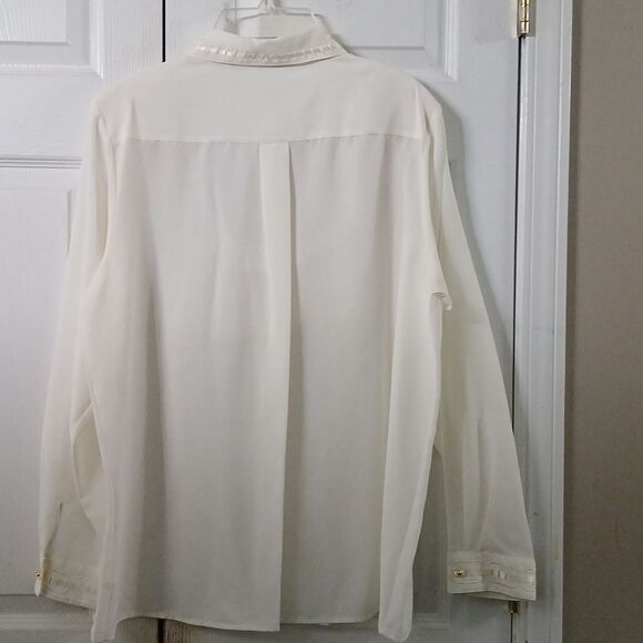 Yves St. Clair vintage cream color button down long sleeve blouse Sz 16 NWT - Picture 9 of 12